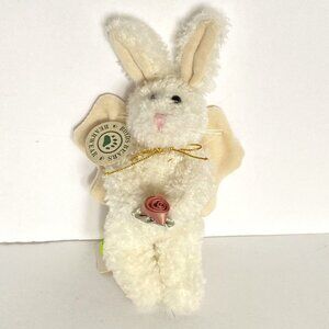 Boyds Bears Celeste Bunny Rabbit Angel White Holding Pink Rose Wings Ornament